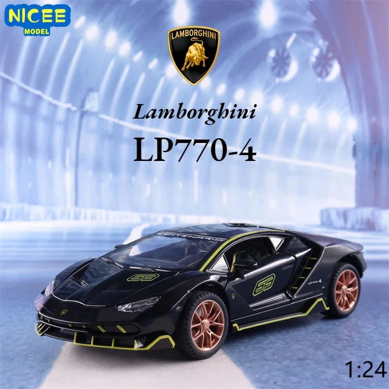 

1:24 Lamborghini LP770-4 спортивный автомобиль, имитация литая металлическая модель автомобиля из сплава со звуком, фотосессия, коллекционная детская игрушка, подарок A468