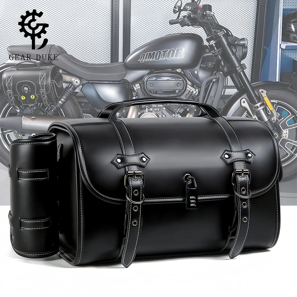 

Motorcycle Rear Luggage Password Lock Edge Bag Crown Cruiser Modified Side Bag Dark Punk Style