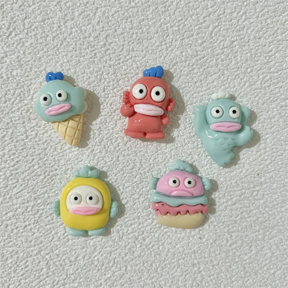 5pcs miniso sanrio hangyodon resin flatback cabochons for diy jewelry making cartoon handmade crafts materials