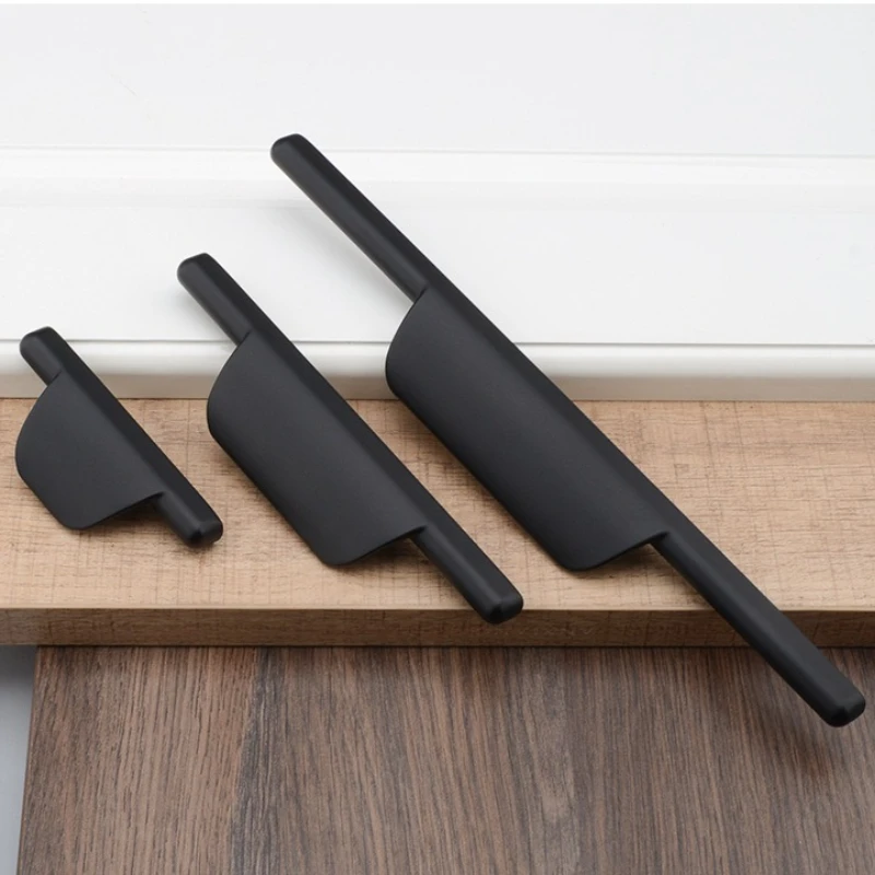 High-end American black wardrobe door handle, matte black cabinet handle for Nordic kitchen cabinets shoe cabinet drawer pulls