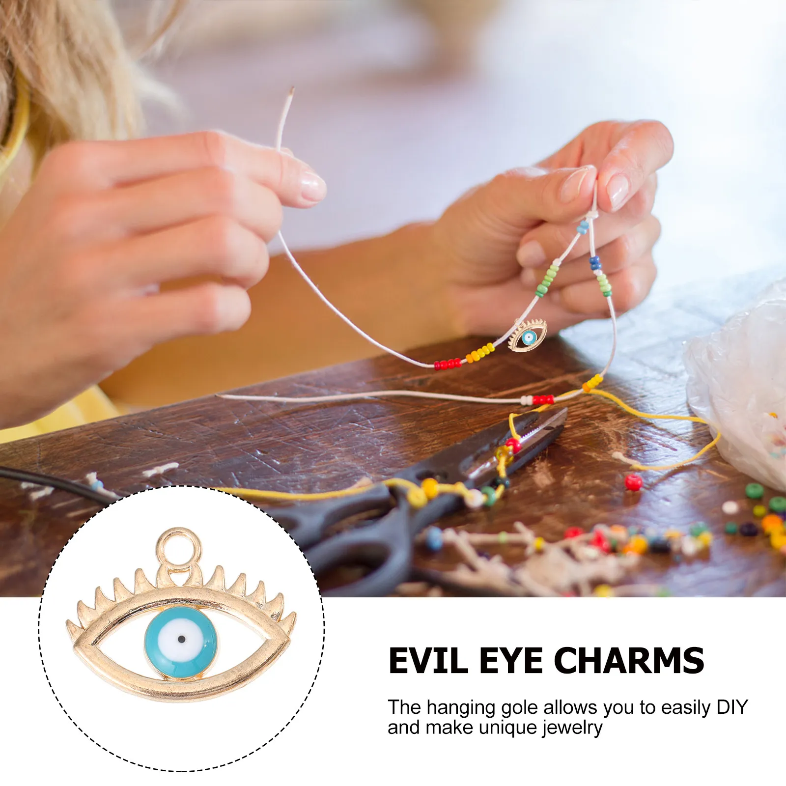 

10 шт. полых подвесок «Дьявольский глаз» из сплава, обереги от сглаза, фурнитура для изготовления украшений своими руками: браслетов, ожерелий, серег, бусин