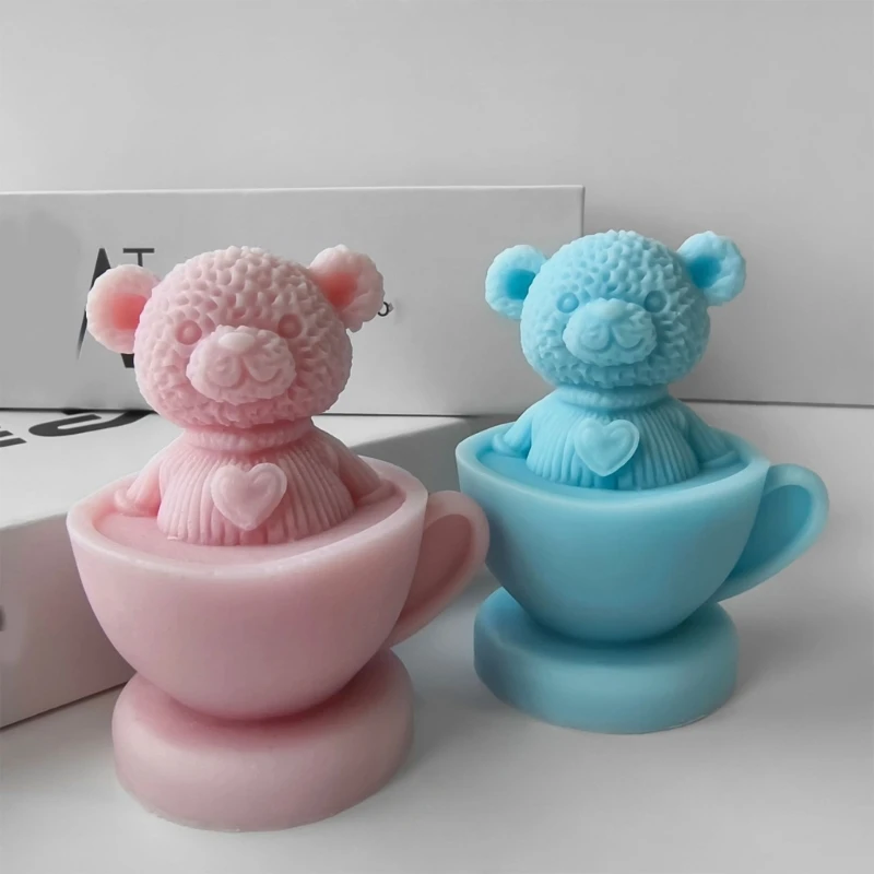 Versatile Cup Bear Silicone Mold for Candle Resin and Chocolate Making