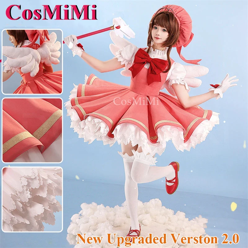 CosMiMi Cardcaptor Sakura Kinomoto Sakura Cosplay Costume Gorgeous Red White Battle Uniform V2.0 Carnival Role Play Clothing New