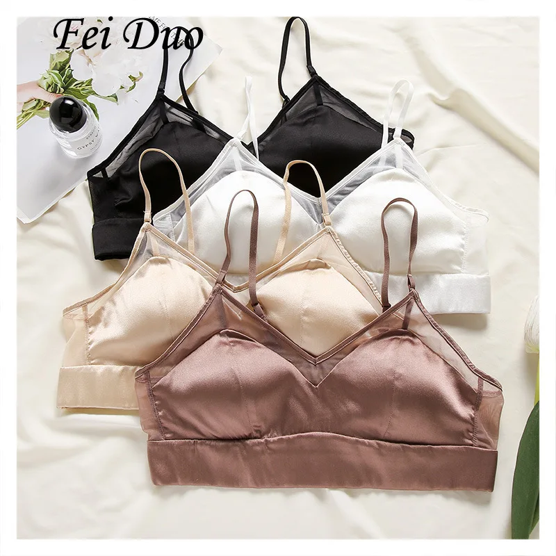 

Mulberry Silk Satin Bra for Women Sexy Comfortable Breathable Skin Friendly Solid Color Underwear Fashionable All Seasons