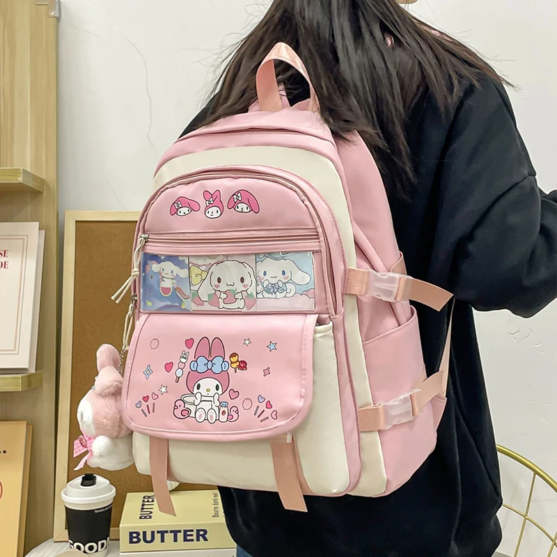 

Anime My Melody Schoolbag Sanrio Kawaii Pompompurin Cinnamoroll Student Backpack Cartoon Cute Travel Bag Large Capacity Kid Gift