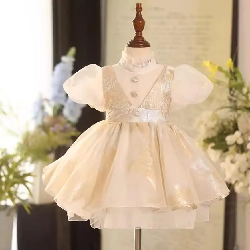 2024 New Children's Princess Ball Gown Wedding Birthday Baptism Party Flower Girl Dresses Vestidos Bridesmaid Dresses A3796