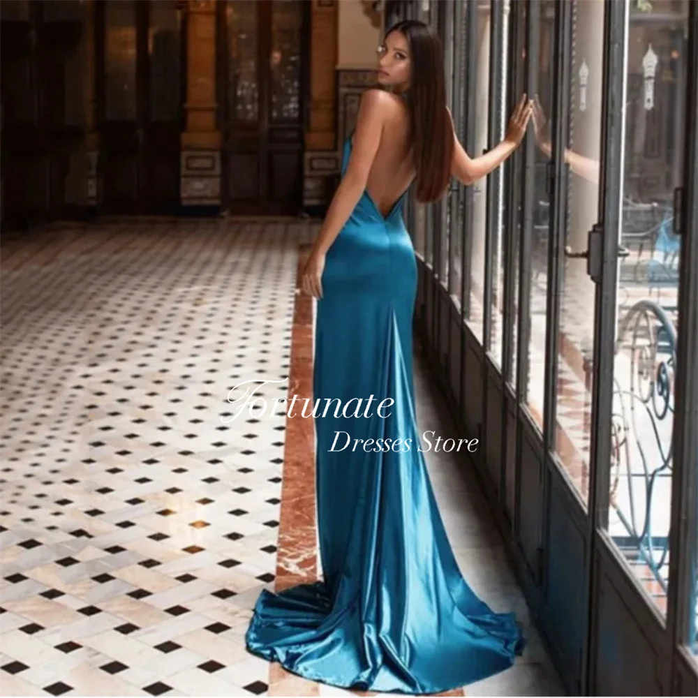 ที่กําหนดเองสีCandy StraplessจีบMermaidซาตินชุดราตรียาวสูงด้านข้างSilt Backless Evening Party Gowns 2025