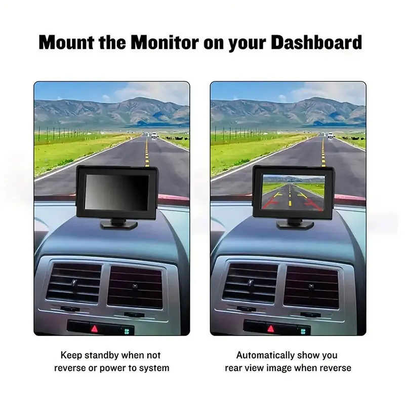 4,3-Zoll AHD/HD Auto-Monitor für Rückfahrkamera, HD Digitaler Farb-LCD-Bildschirm mit Einfacher Installation – Detail 4
