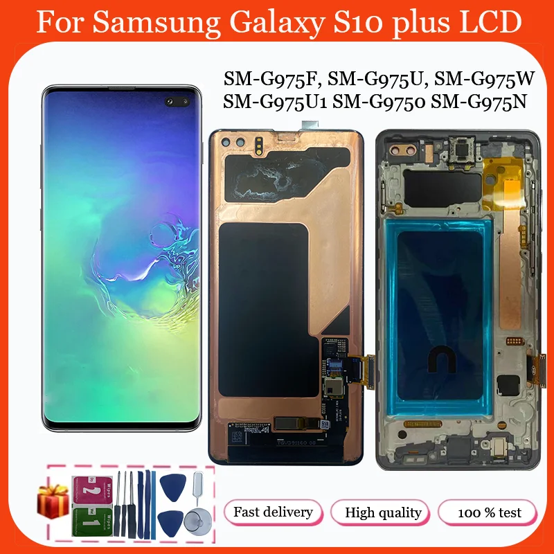 

TFT with frame Screen For Samsung Galaxy S10 PLUS SM-G9750 G975F LCD Display Touch Screen Digitizer Repair Parts With Frame