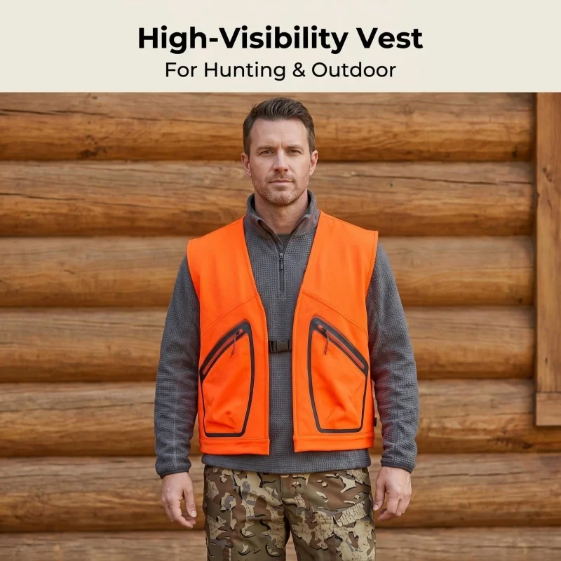Men's Safety Vest for Hunting Vest High Visibility Reflective Safety Gear for Outdoor Sports - view 3