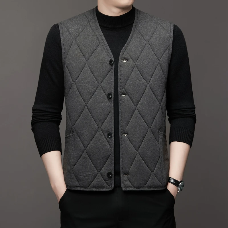 

Men's Vest with Autumn and Winter Wool and Thick Alpaca Wool As A Base for Middle-aged and Elderly People To Keep Warm