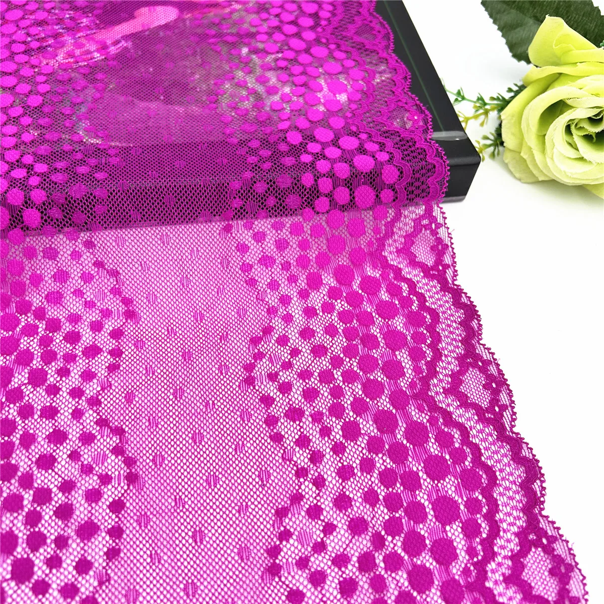 3y/lot Width 22.50cm Purple Fuchsia Elastic Stretch Lace Trims Skirt Hem Clothing Accessories Lingerie Dress Sewing Lace Wedding