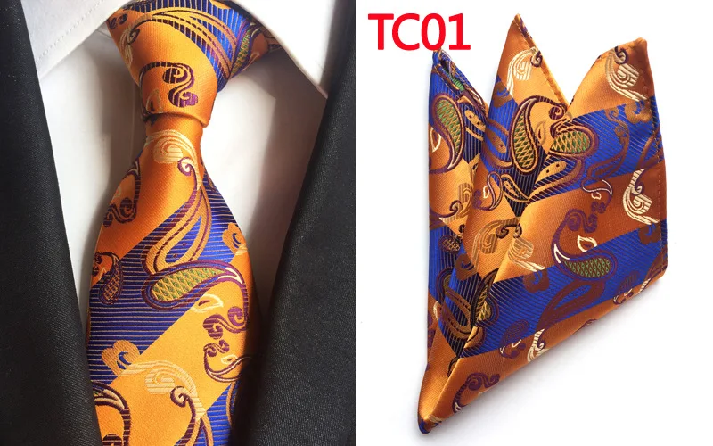 High Quality 8CM Colorful Patterned Tie Pocket Square Set for Office Business Wedding Fashion Necktie Handkerchief 2-piece Set