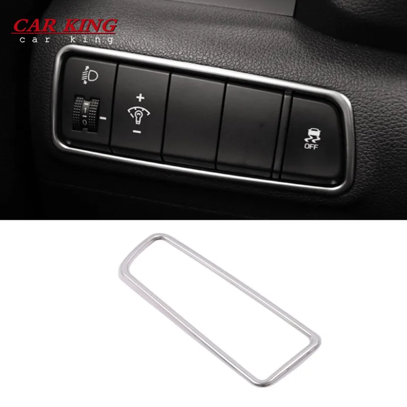 

For Hyundai Tucson 2015 2016 2017 2018 2019 Stainless steel Car Headlamps Adjustment Switch Cover Trim Car Styling 1pcs