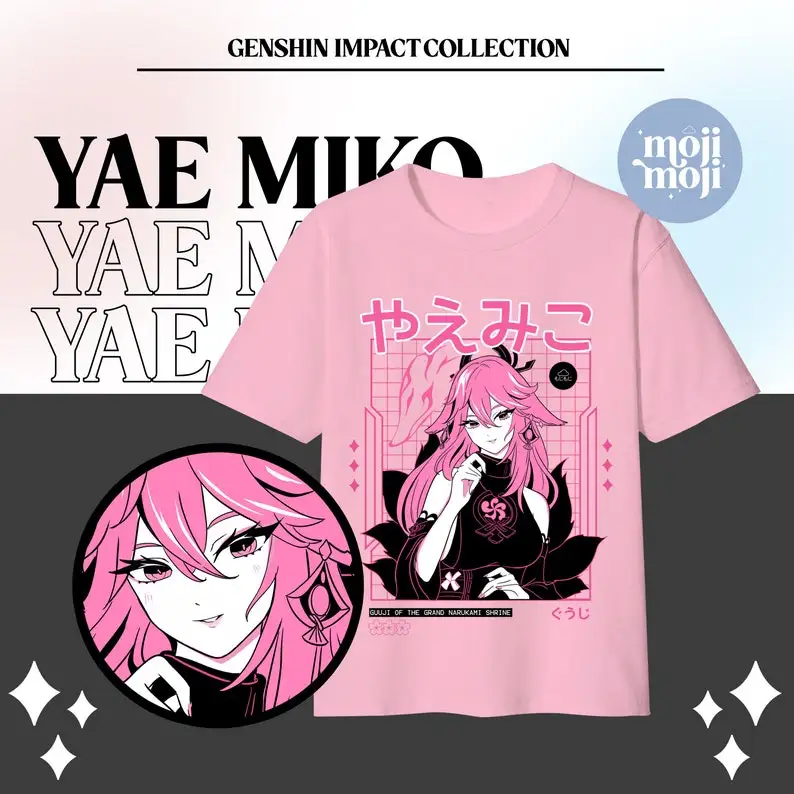 Genshin Shirt Yae Miko  Genshin Impact Tshirt Gamer Shirt  Yae Miko Merch, Fan Merch Gaming Shirt