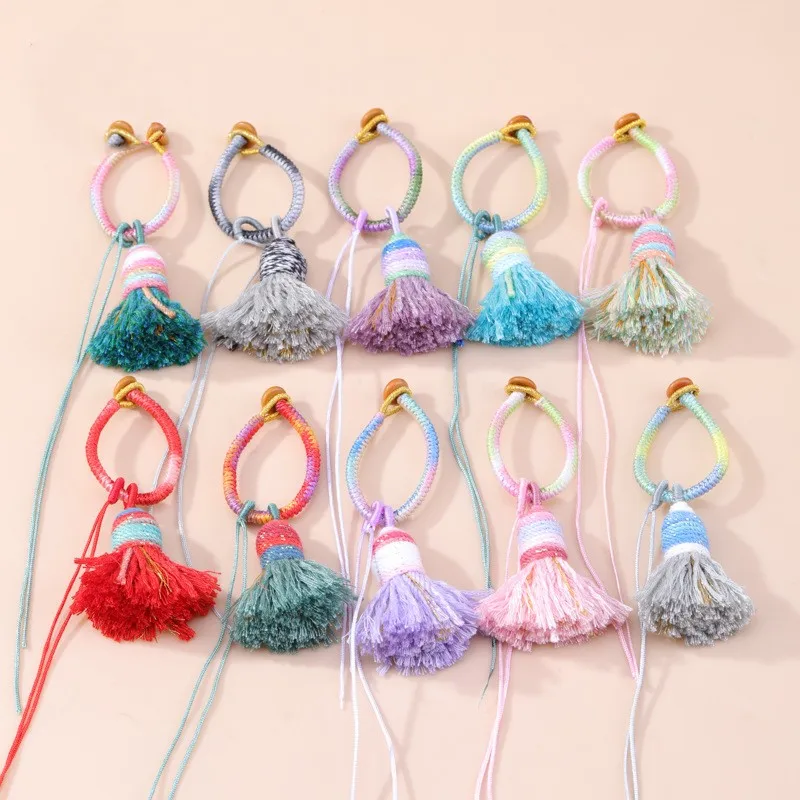 2Pcs Gradient Colorful Tassels DIY Pendant Crafts Clothing Decorative Curtain Bag Sewing Accessories Keychain Hanging Ornament