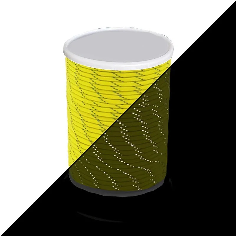 Reflektierendes Paracord Ø2mm Gelb, Taktisches Fallschirmseil für Camping, Zelt, Angeln, 3-Strang Paracord-Seil Länge 10/30/50M – Detail 3