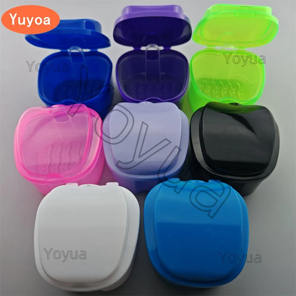 

20 шт., коробка для ванны для ухода за зубами, чехол для хранения зубных протезов в форме яблока с подвесной сеткой, контейнер для чистки вставных зубов, чехол