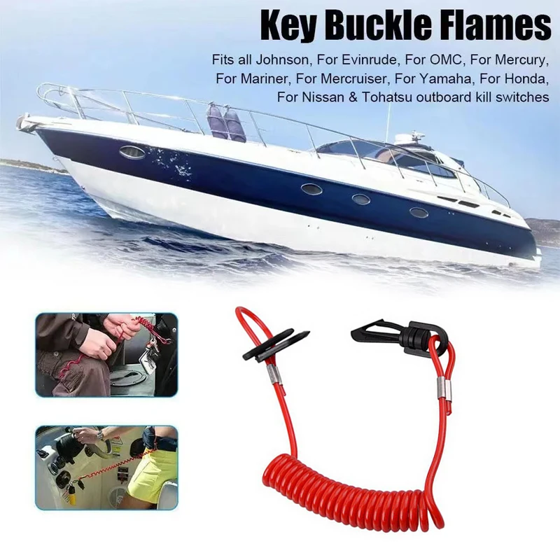 

1PC Safety Tether For Yamaha/Honda/Mercury/Johnson/Evinrude Motor Lanyard Kill Stop Switch Outboard Engine Red Boat Universal