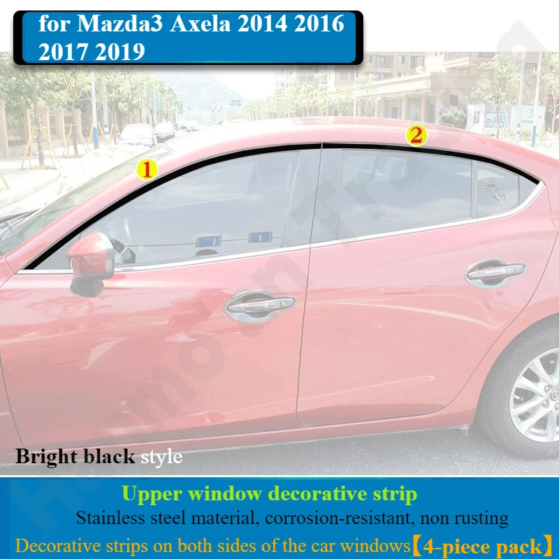

Для Mazda3 Axela 2014 2016 2017 2019, черненые автомобильные окна и декоративные яркие полоски на дверных рамах