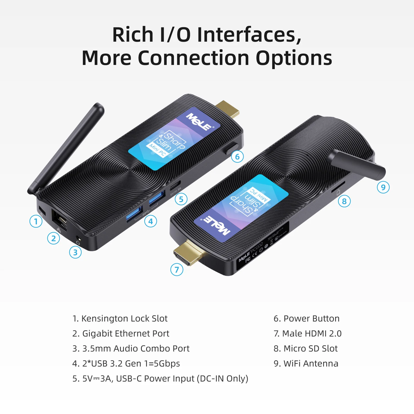 MeLE Fanless Mini PC Stick N100 J4125 8GB 256GB, Micro Computer Stick HDMI 4K Gigabit Ethernet,Wi-Fi5 PCG02