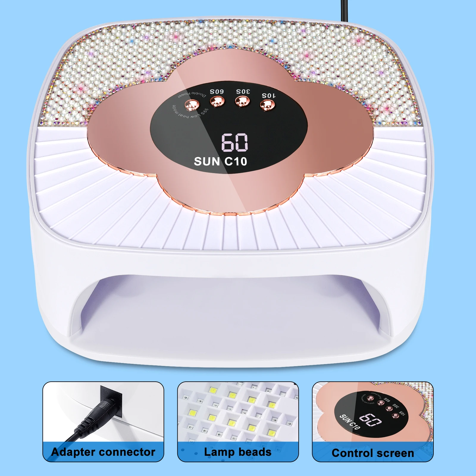 Profesjonalna lampa do paznokci 67 LED, mocna lampa UV do lakieru hybrydowego z timerem i automatycznym czujnikiem, narzędzie do salonu manicure.