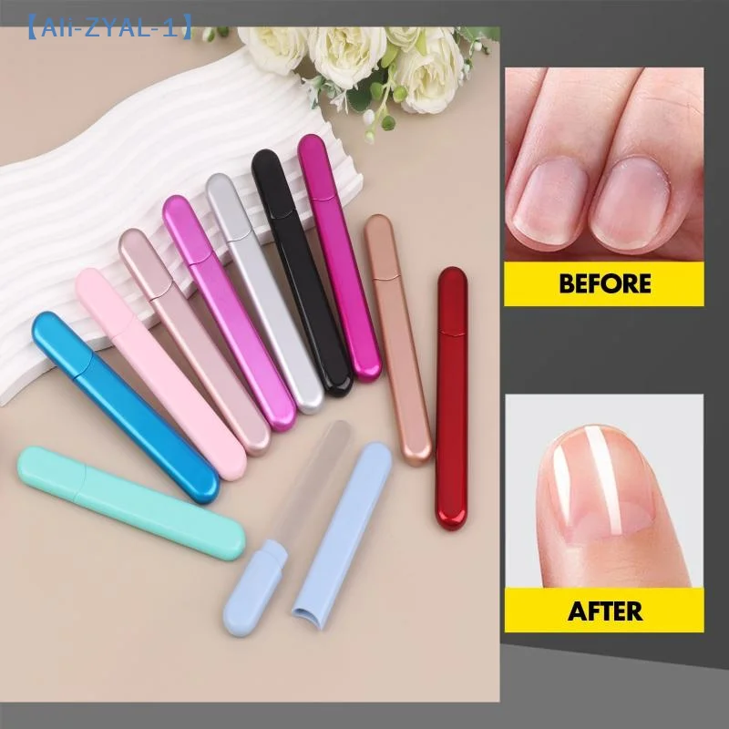【ZYAL-1】 Lime à ongles en verre avec étui, lime à ongles en cristal diamantée, idéale pour les ongles naturels et acryliques