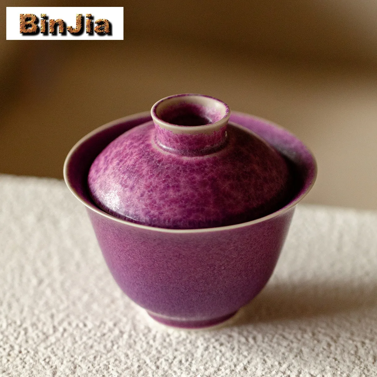 

150 мл Фиолетовая ледяная кристаллическая глазурь Kiln Fambe Gaiwan Роскошная чайная чаша с крышкой Набор крышек Чаша для заваривания чая Чайная церемония