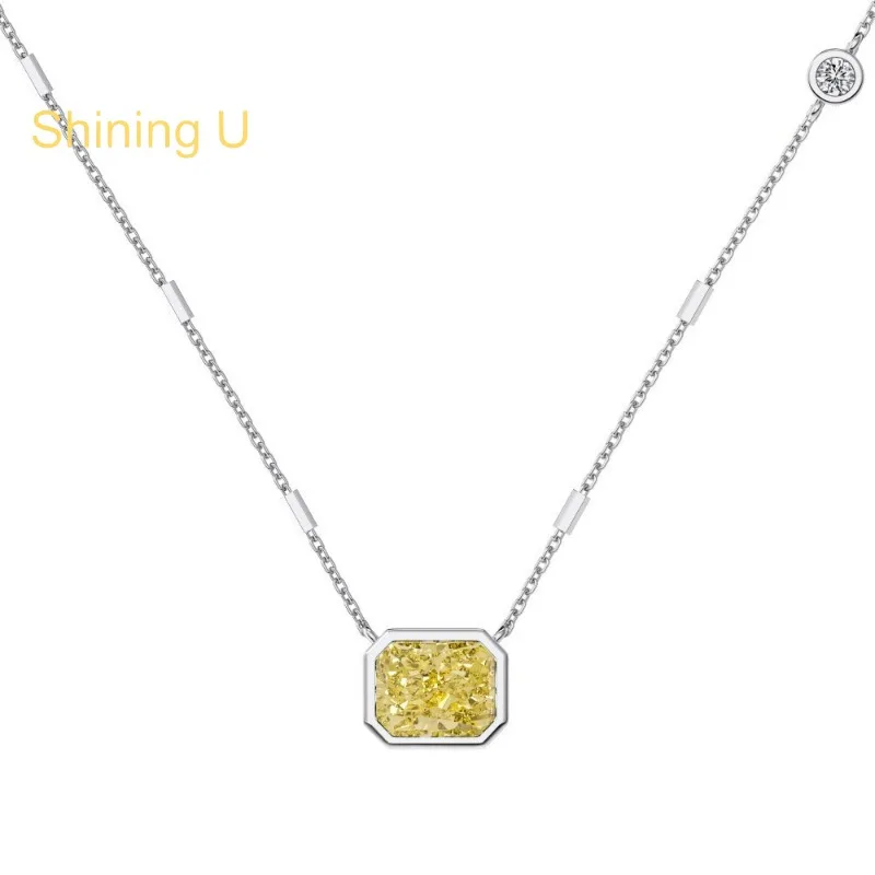 

Сияющий U S925 Серебро 8А 8*10 мм Желтые драгоценные камни Комплект ювелирных изделий Ожерелье для женщин Изящные ювелирные изделия на свадьбу
