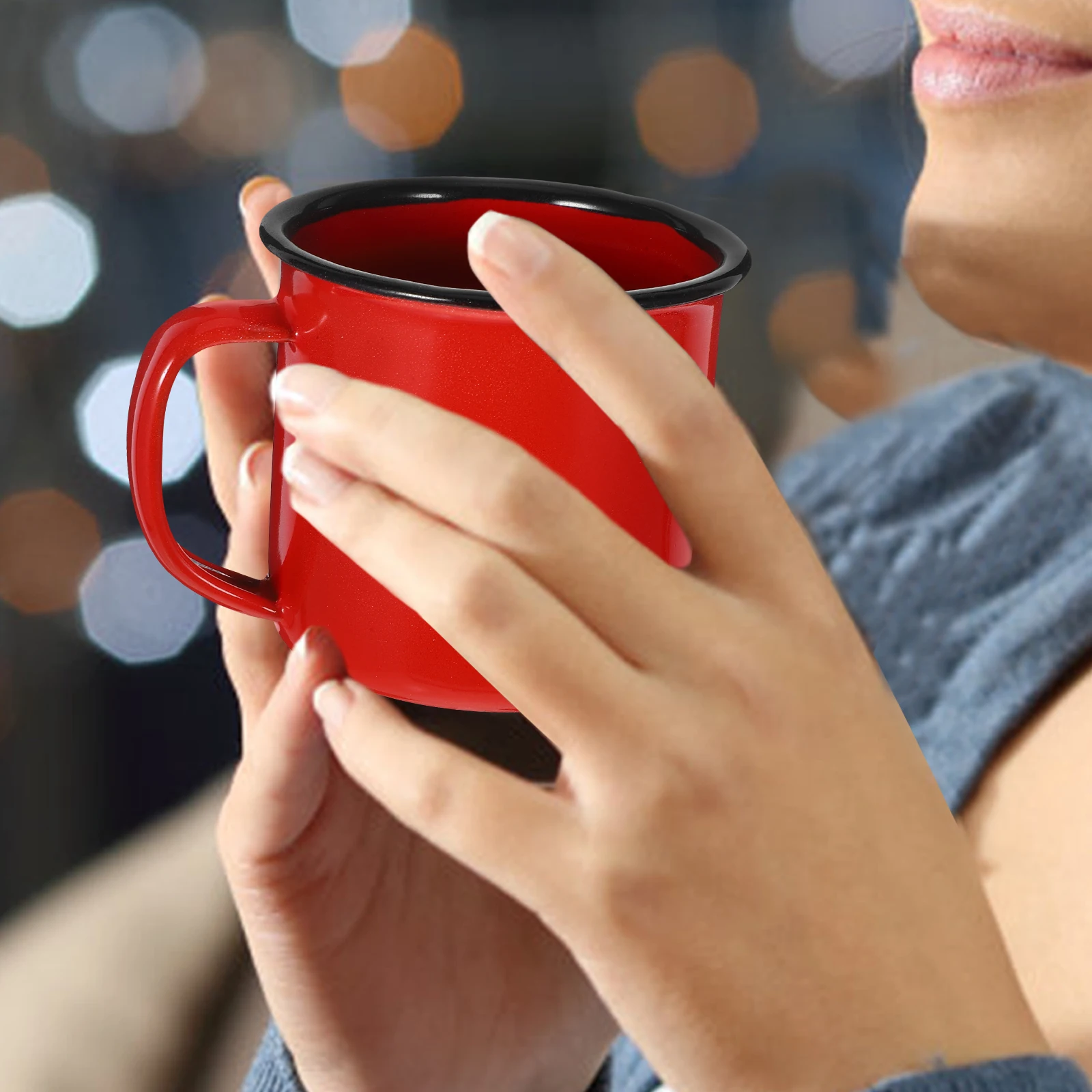 

6 pcs Enamel Beverage Mug Vintage Coffee Tea Cup Home Office Restaurant Use Drinking Mugs Water Cups Storage Multifunctional