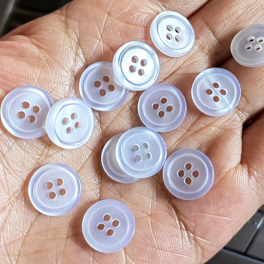 Niucky 11mm / 10mm / 8.5mm 4 holes Thin Edge Classic Shirt Buttons for Sewing Basic Resin Clothing Buttons Supplies R0201-010