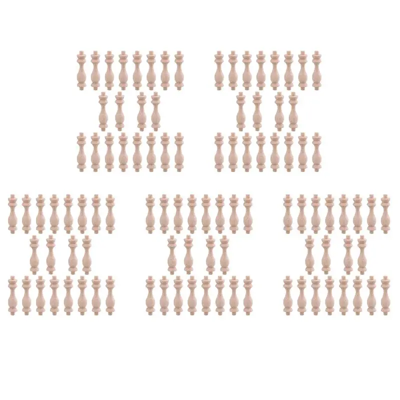 

A98E-100 Pcs 7.6X1.8Cm Beech Unpainted Unfinished Wood Craft Spindles Baluster For Home Restaurant Decor Repair Decoration