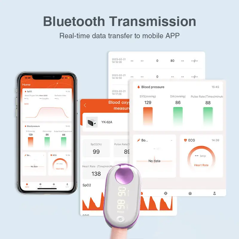 Bluetooth Charging Oximeter Pulse Finger Clip Intelligent Blood Oxygen Can Be Connected to The Mobile Phone App