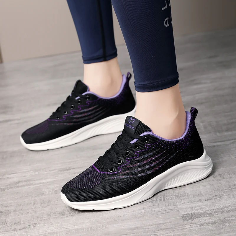 

Lightweight Four Seasons Breathable Running Shoes Women Flying Weaving Sports Casual Sneakers Ladies Non-Slip Soft Jogging Shoes