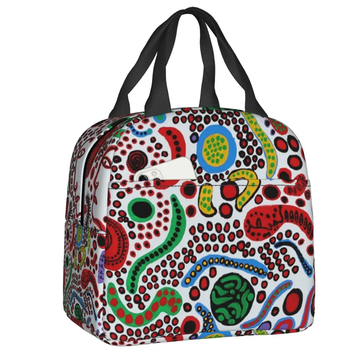 

Термоизолированные ланч-боксы с абстрактным изображением лица в стиле Яёи Кусамы, портативные сумки для обедов для женщин, многофункциональные контейнеры для еды для школы