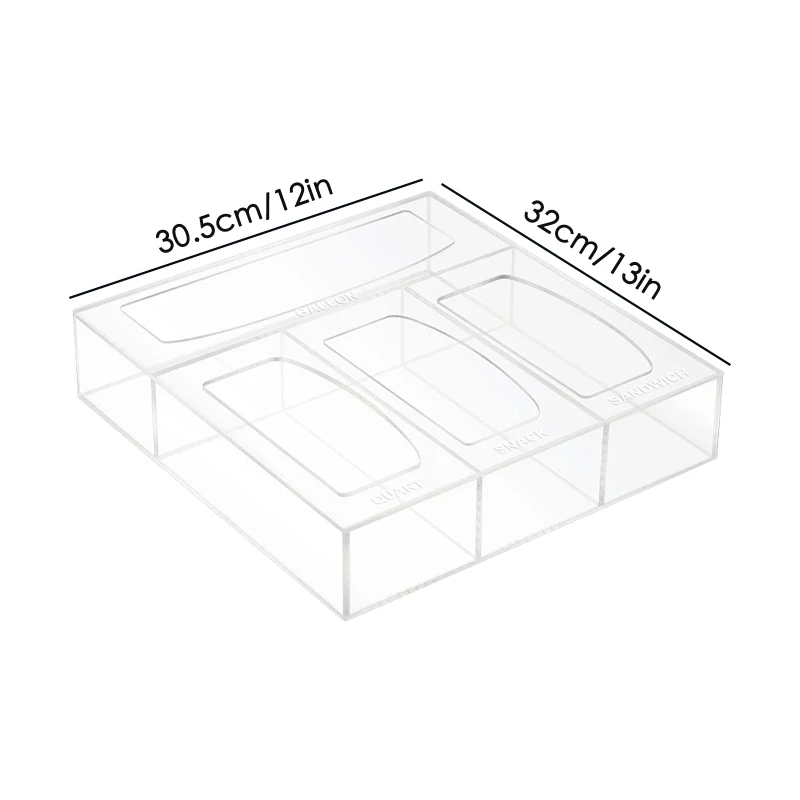 Acrylic Bag Storage Box Dispenser Storage Bag Case for Sandwich Variety Size Bag Container Holder