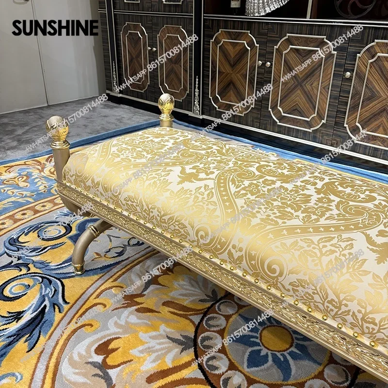 

French tailstool European fabric beauty tread embroidered chairX