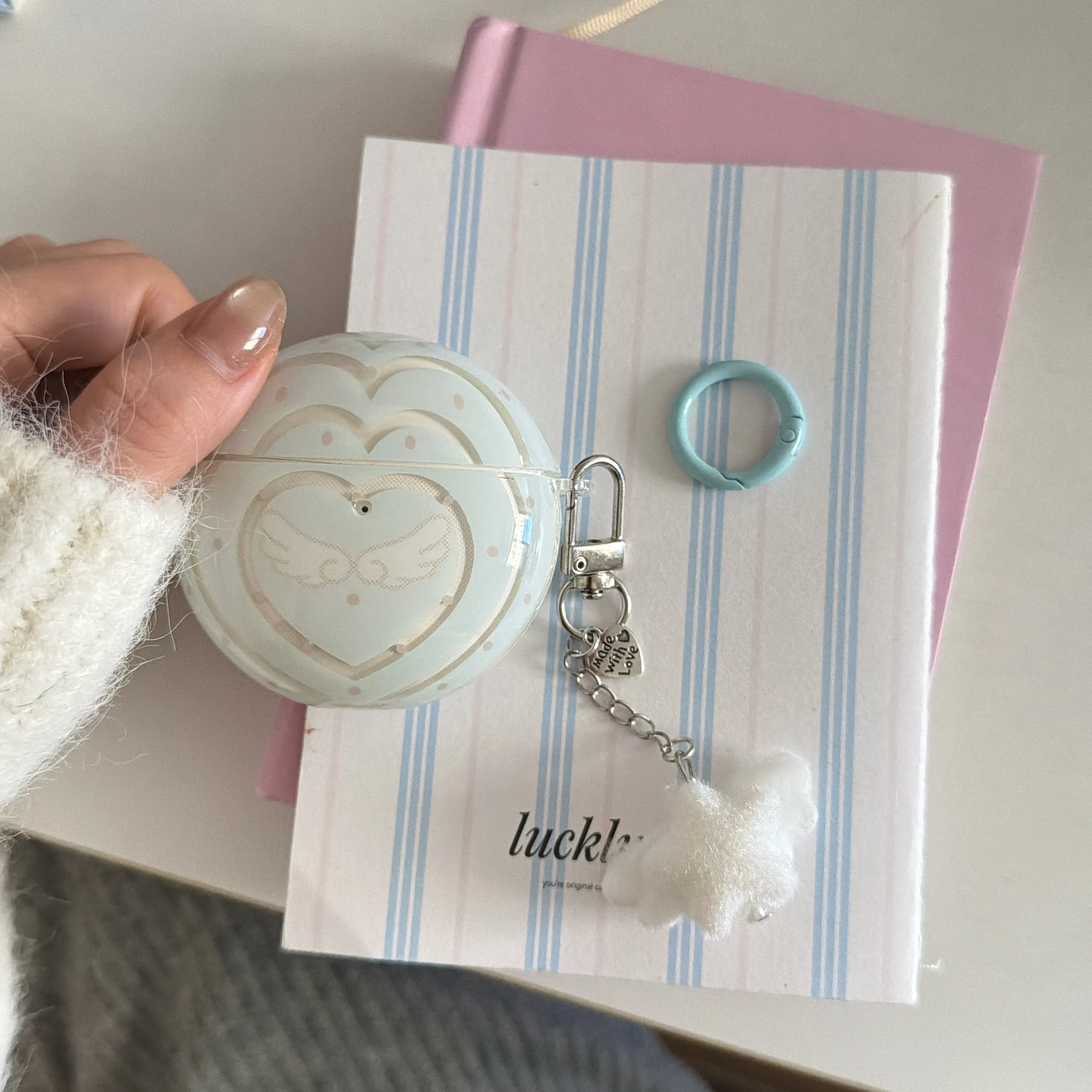 

Transparent Blue Wings Earphone Case with Pendant For Huawei FreeBuds 7i 5i 6i se2 se3 FreeClip FreeClip 2 Full Protection