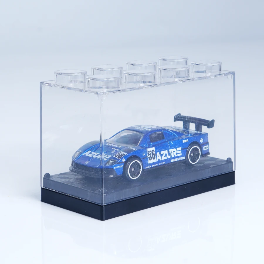 Mini coche de carreras de aleación azul a escala 1:64, pintado en frío, rueda de simulación, regalo de Navidad de Halloween/juguete para niños/ventilador de escritorio Display Coll