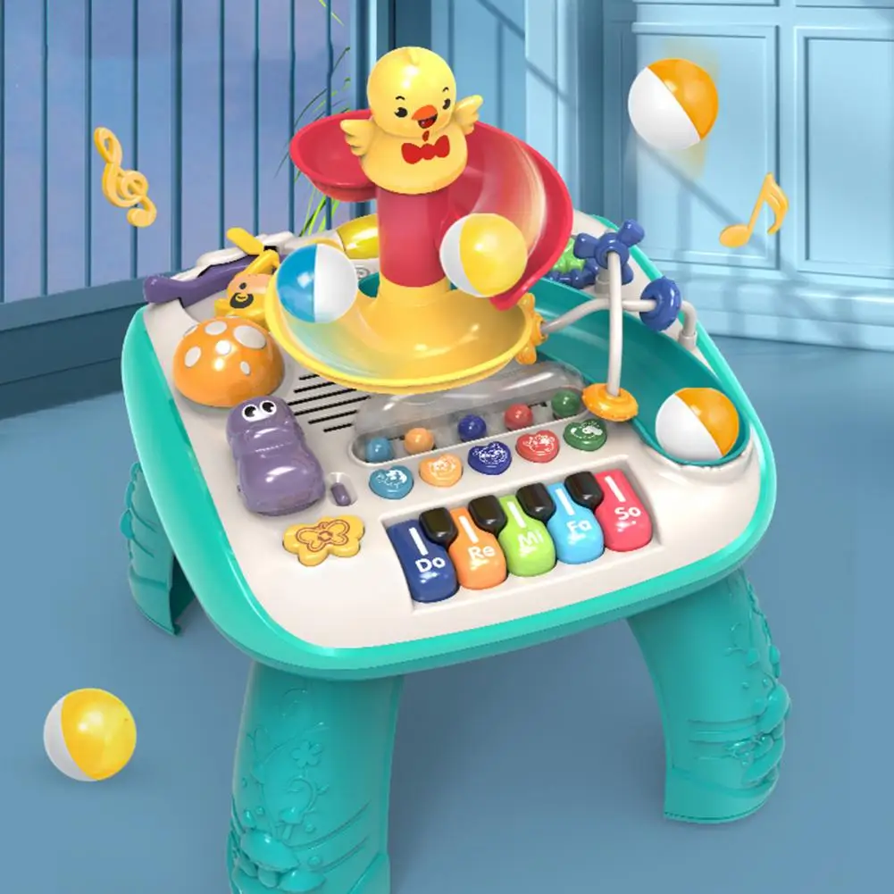 Toddler Activity Table Educational Baby Activity Table with Piano Ball Slide Musical Instruments for Toddlers Standing for 1-3