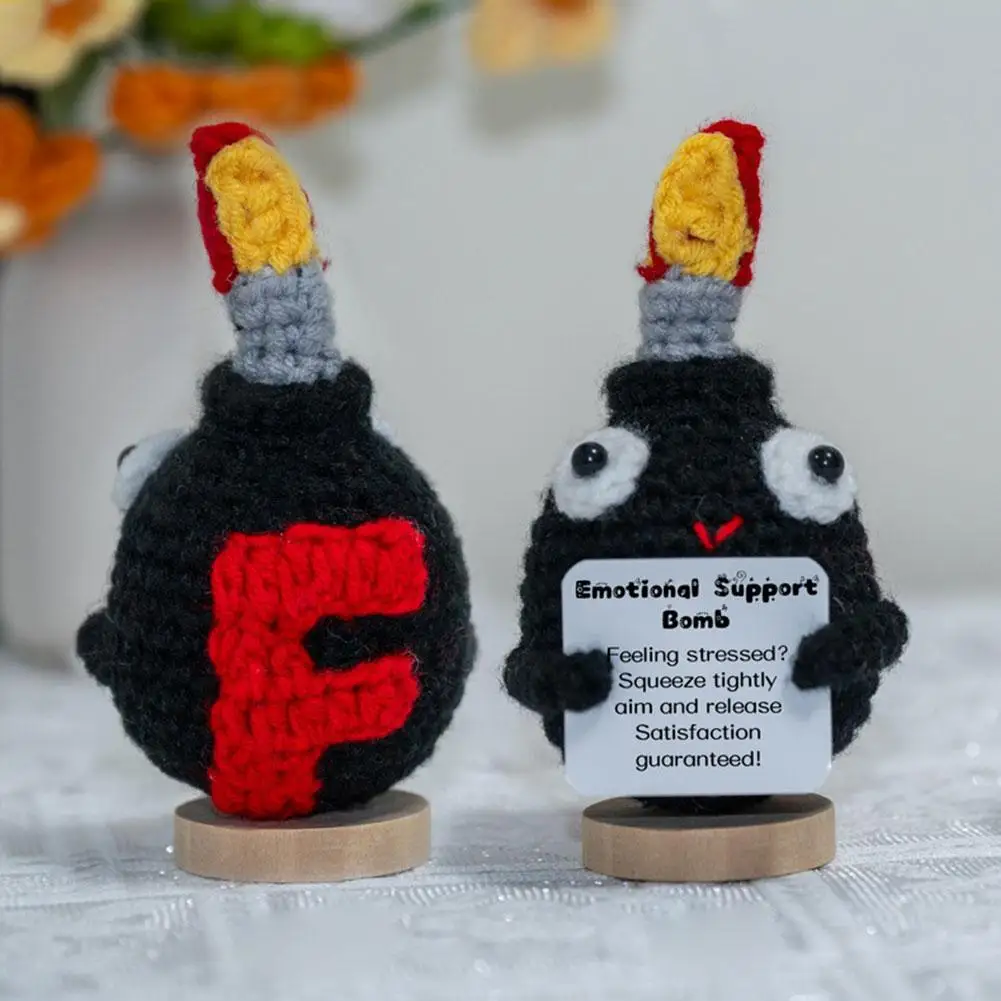 Positive Crochet F-Bomb With Base Handmade Knitting Encouragement Toy With Card Secret Santa Christmas Gifts Ornament 2025