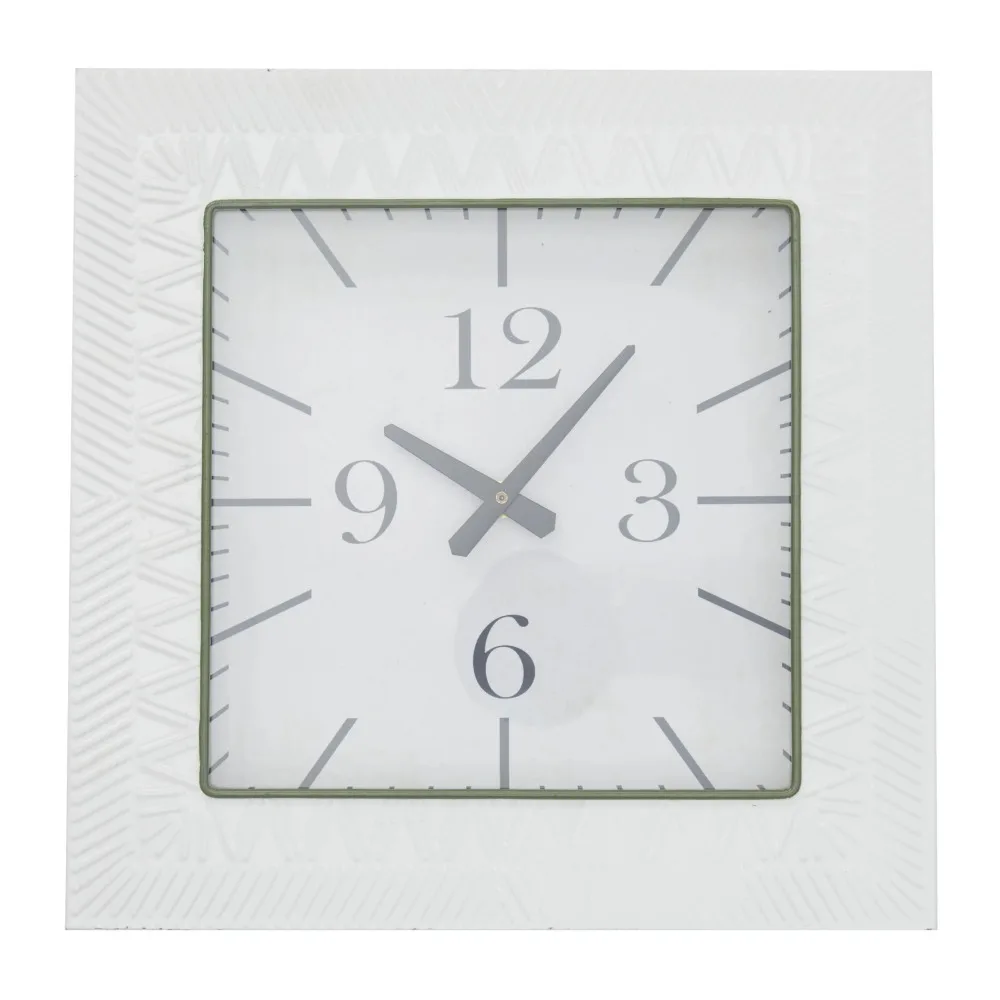 

12 White Metal Embossed Wall Clock