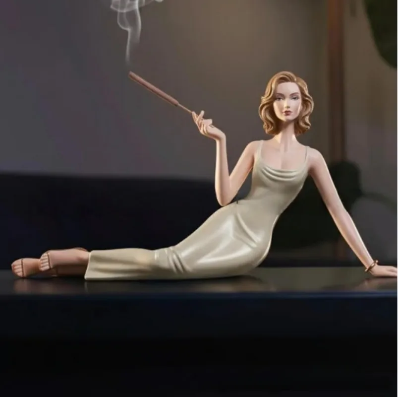 

Realistic Beauty Figurine Incense Burner, Handmade Resin Craft, Modern Art Decor for Home Ornament