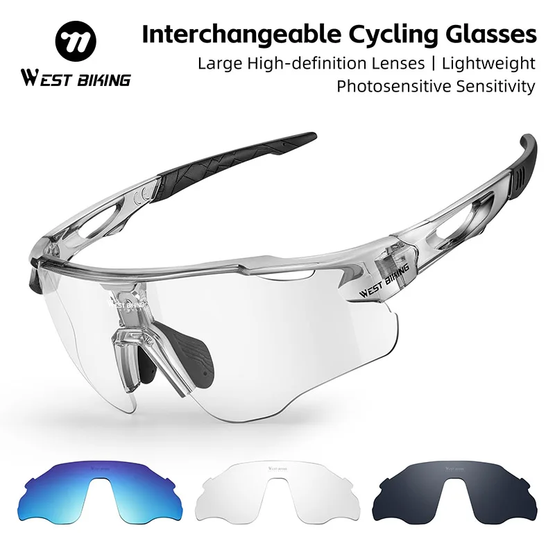 WEST BIKING Cycling Glasses Road Bike Eyewear Driving Golf Goggles Protection Sports UV400 Sunglasses Polarized Eyewear 3 Lens