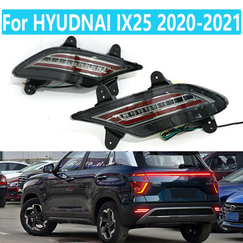 Streamer Rear Bumper Light For HYUDNAI IX25 2020-2021 LED Steering Streamer two-color Rear Bumper Light Car Modification Parts