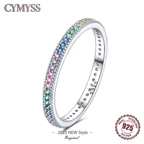 2025 Original S925 Sterling Silver Simple Colored Zircon Ring Women's Closed Size Mouth RingsFine Jewellery Wedding Party Gifts
