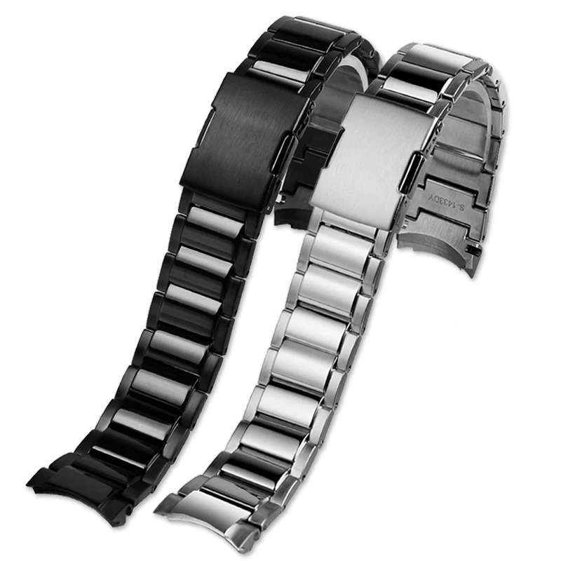 Solid Curved End Steel Watchband For Casio EDIFICE Series Strap EQB-501 EQB-800 Arc Mouth Precision Steel Watch Chain Men 22mm