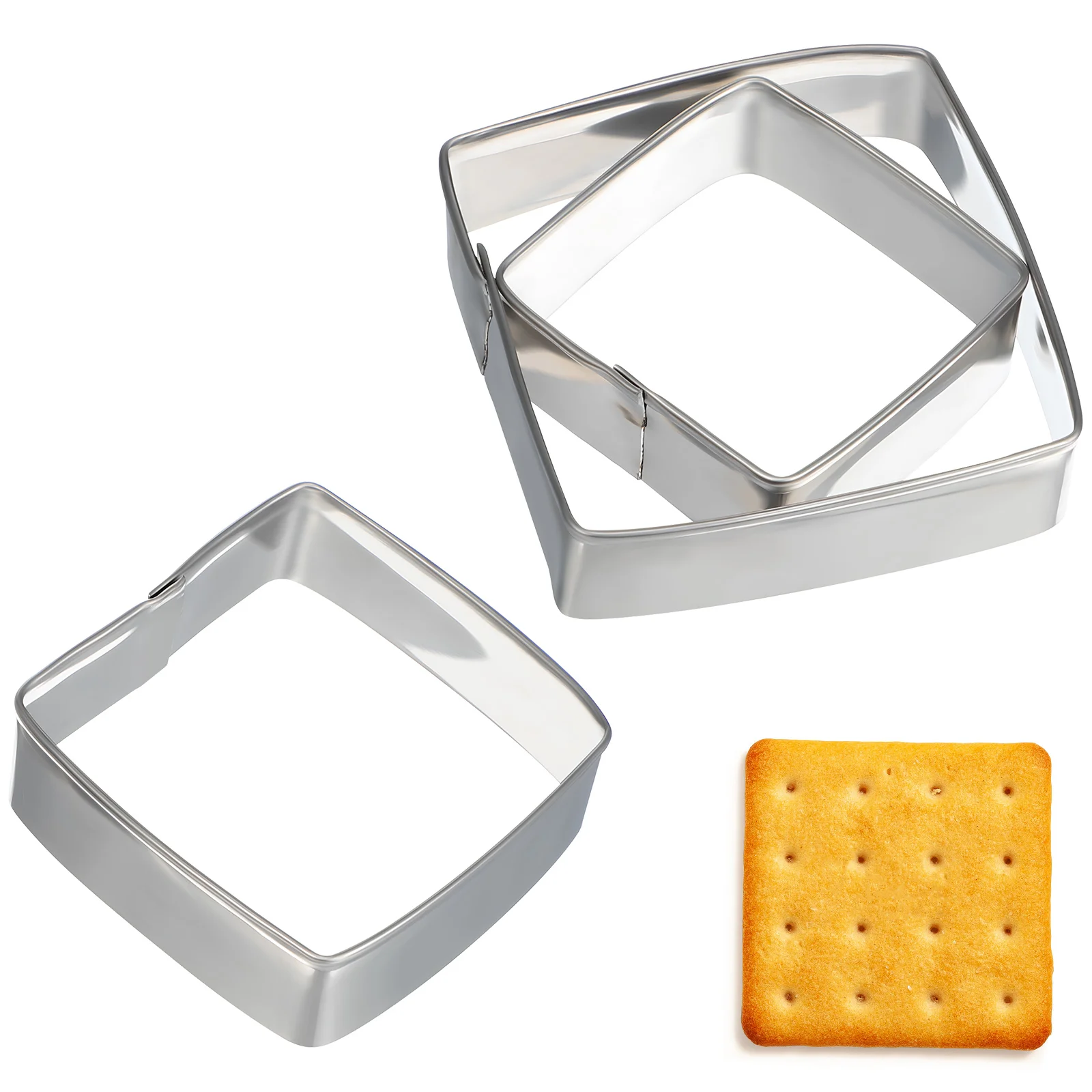 

6 Stainless Steel Cookie Molds Biscuit Set 2 Sizes Square Rectangle Pastry Tool Easy Clean Reusable Versatile Baking