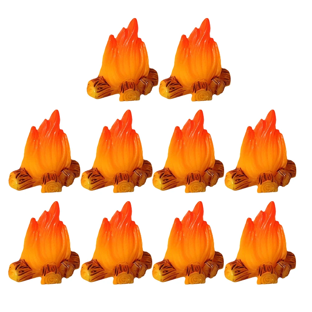 

10 Pcs Artificial Bonfire Ornaments Decorations Glamping Resin Miniature Campfires