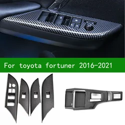 for Toyota fortuner AN160 2016-2021 carbon fiber center console cover interior handle gear power window switch trim 2018 2019